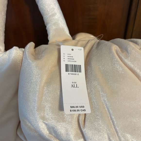 Anthropologie Ivory Puffer Velvet Tote Bag - Picture 4 of 7
